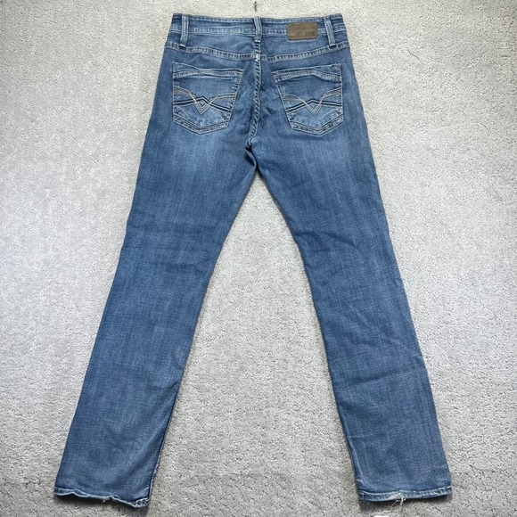 BKE Jake Straight Jeans Mens 32x34 Blue Medium Wash Stretch Denim Distressed - Picture 10 of 16